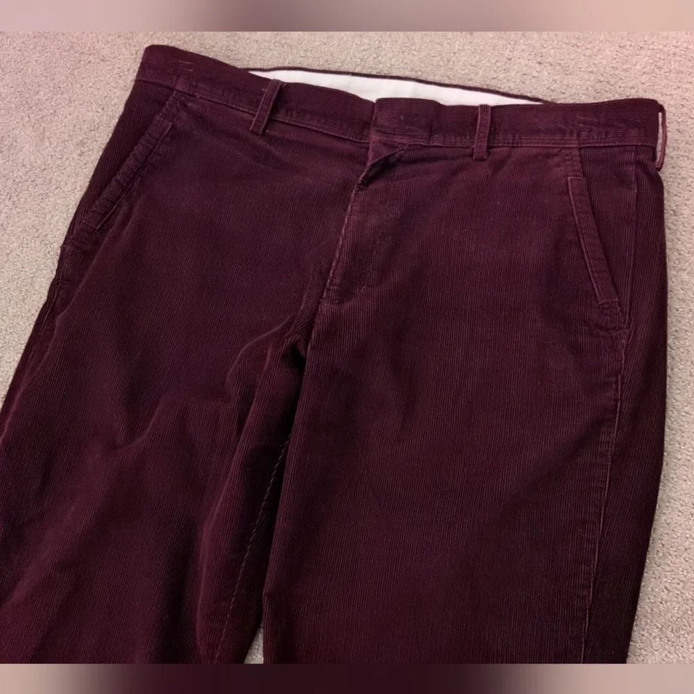 Repreve Men's Burgundy High Waisted Corduroy Straight Leg Dress Pants